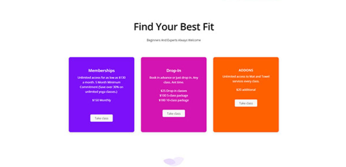 Yoga – Pricing